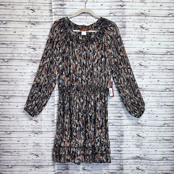 Scully Feather Print Ruffled Dress - Picture 1 of 11